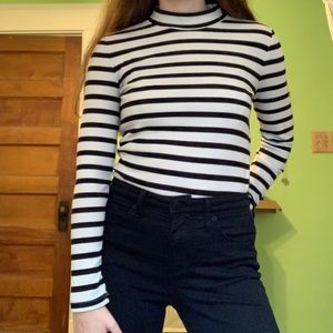 Striped Mock Neck Top